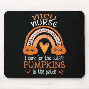 Rainbow NICU Nurse Cutest Pumpkins In The Patch Ha Mouse Pad