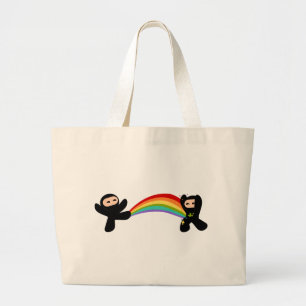 Rainbow Ninja Kick Large Tote Bag
