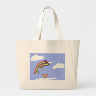 Rainbow Ninja Narwhal That Flies Large Tote Bag