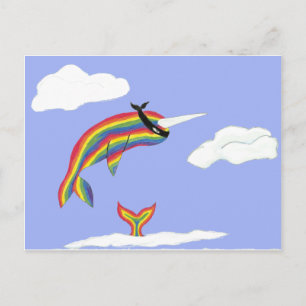 Rainbow Ninja Narwhal That Flies Postcard