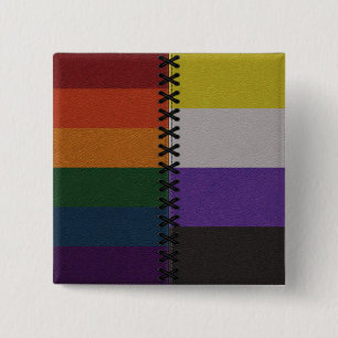 Rainbow Non-Binary Leather Flag 15 Cm Square Badge