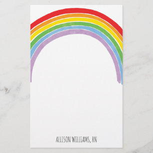 Rainbow Nurse Name Stationery