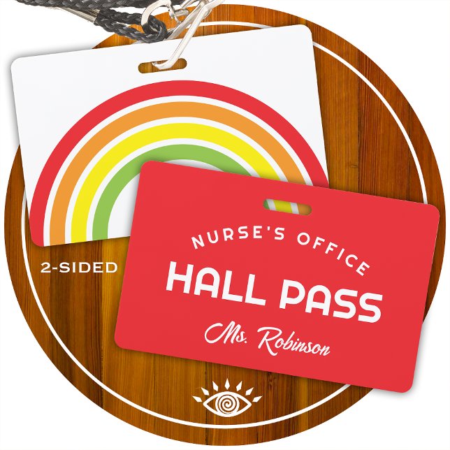 rainbow nurses office pass for school classroom ID badge (Creator Uploaded)