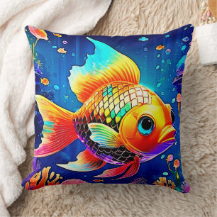 Rainbow Ocean Reef Fish Design Cushion