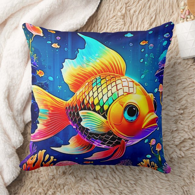 Rainbow Ocean Reef Fish Design Cushion (Blanket)