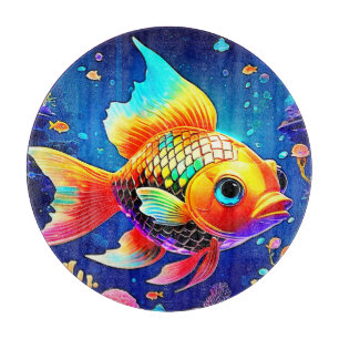 Rainbow Ocean Reef Fish Design Cutting Board