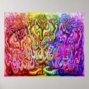 Rainbow Octopi Tentacles Poster