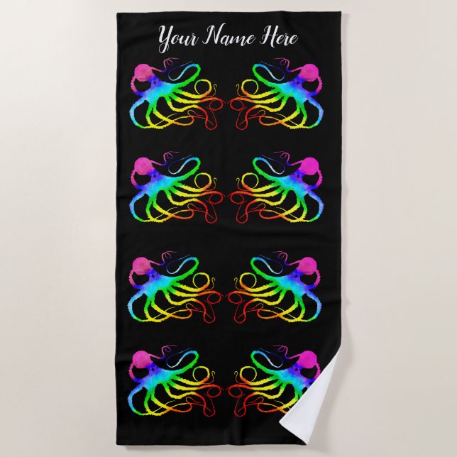 Rainbow Octopus - Beach Towel (Front)