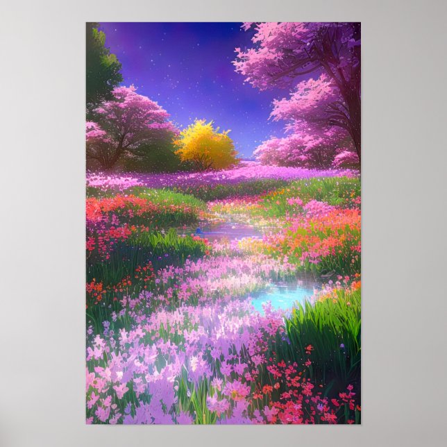 Rainbow of Colourful Flowers in the Swamp Poster (Front)