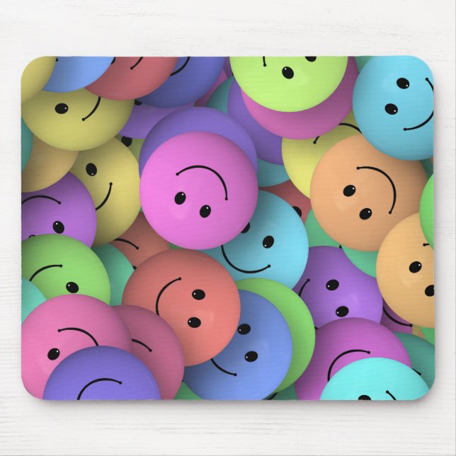 Rainbow of Colourful Happy Faces Mouse Pad (Front)