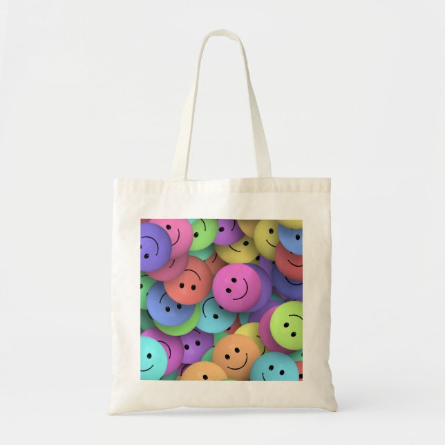 Rainbow of Colourful Happy Faces Tote Bag (Front)