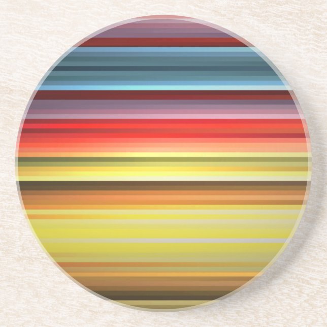 Rainbow of Colourful Micro Stripes Coaster (Front)