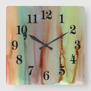 Rainbow of Colours Square Wall Clock