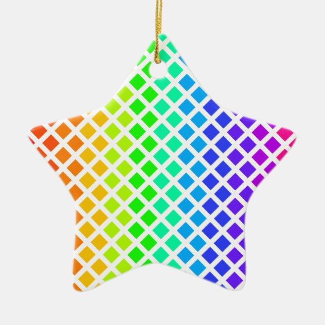 Rainbow of Diamonds ornament, customise Ceramic Tree Decoration (Front)