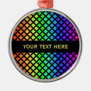 Rainbow of Diamonds ornament, customise Metal Ornament