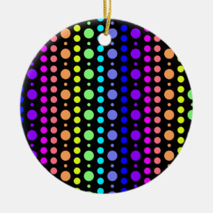 Rainbow of Dots ornament, double-sided Ceramic Tree Decoration
