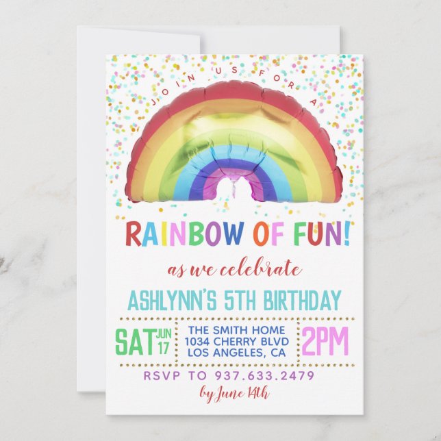 Rainbow of Fun Birthday Invitation (Front)
