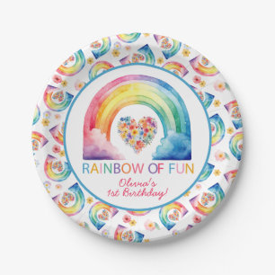 Rainbow of Fun Watercolor Birthday Plates