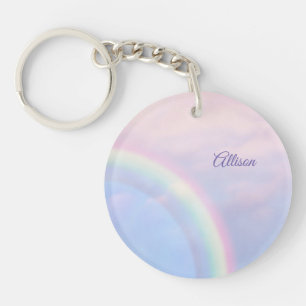 Rainbow of hope - pastel, personalizable keychain