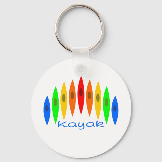 Rainbow of Kayaks Key Ring (Front)