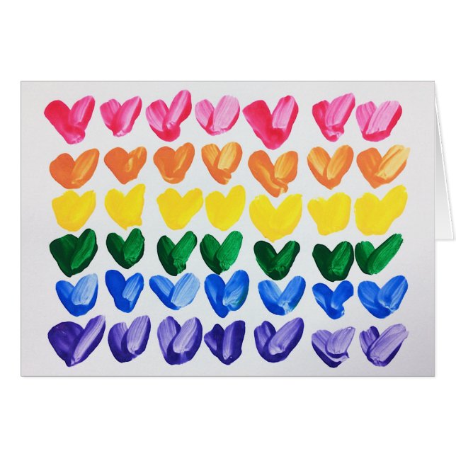 Rainbow of Love - Fun Colourful Hand Painted Heart (Front Horizontal)