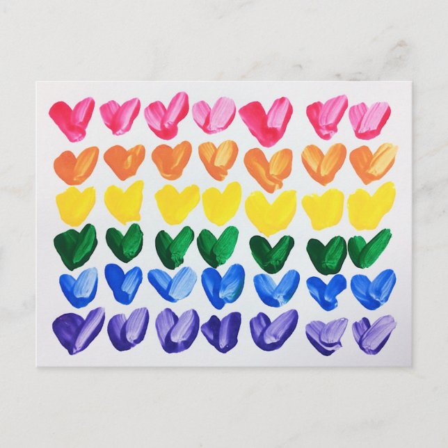 Rainbow of Love - Fun Colourful Hand Painted Postcard (Front)