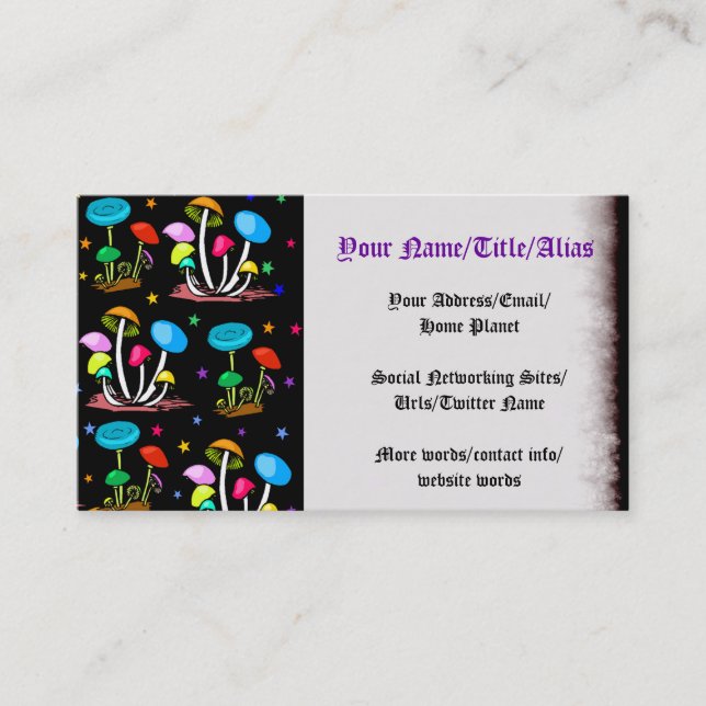 Rainbow Of Mushrooms Business Card (Front)