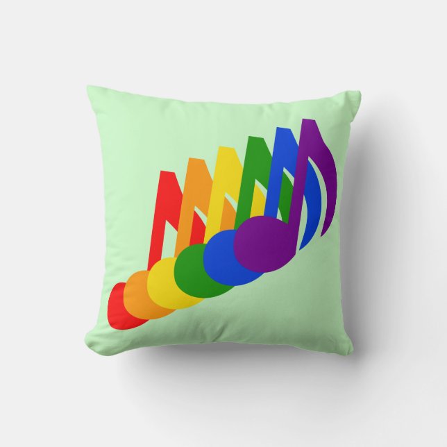 Rainbow of Musical Notes Cushion (Front)