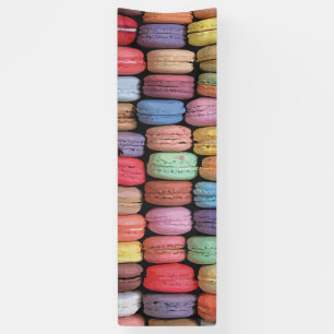 Rainbow of Stacked French Macaron Cookies Banner