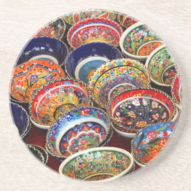 Rainbow of Turkish Bowls Coaster (Front)