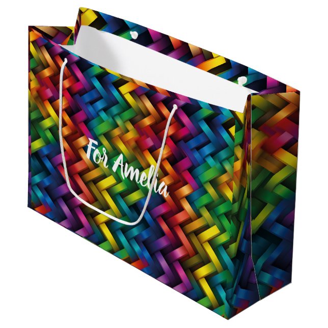 Rainbow of Vibrant Geometry Large Gift Bag (Front Angled)