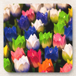 Rainbow of Wooden Tulips Coaster