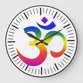 Rainbow ohm design (Om or Aum Indian sacred sound) Large Clock