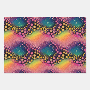 Rainbow Oil and Water Repeating Pattern Wrapping Paper Sheet