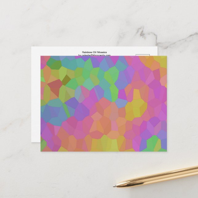 Rainbow Oil Mosaics Postcard (Front/Back In Situ)