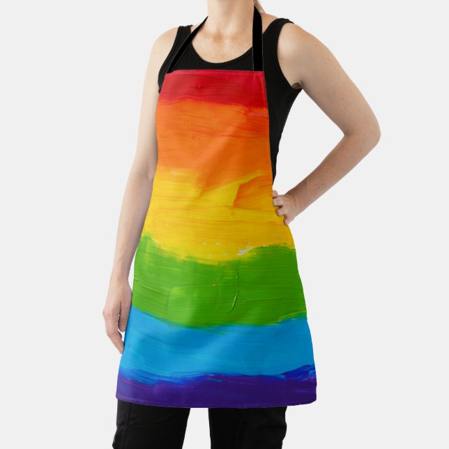 Rainbow Oil Paint LGBT – Colourful Gay Pride Home Apron (Insitu)