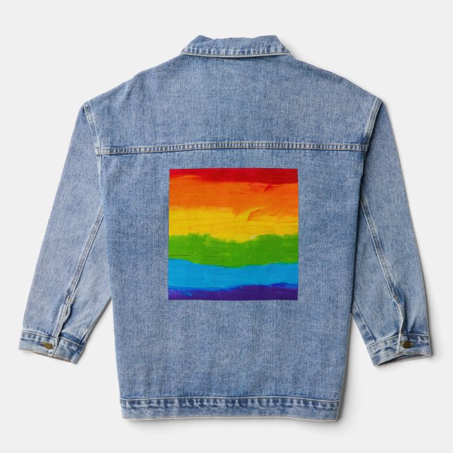 Rainbow Oil Paint LGBT Pride Denim Jacket – LGBTQ+ (Back)