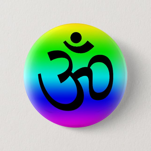 Rainbow Om 6 Cm Round Badge (Front)