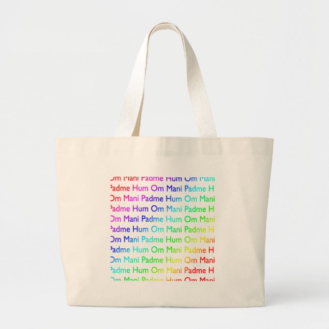Rainbow Om Mani Padme Hum Large Tote Bag (Front)