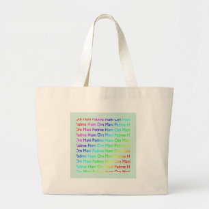 Rainbow Om Mani Padme Hum (on Baby Blue) Large Tote Bag
