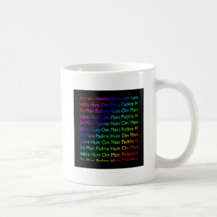 Rainbow Om Mani Padme Hum (on Black) Coffee Mug