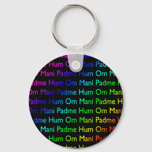 Rainbow Om Mani Padme Hum (on Black) Key Ring