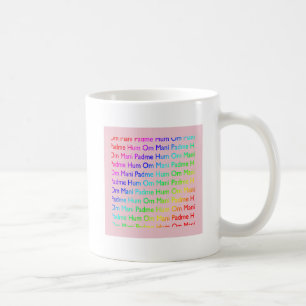 Rainbow Om Mani Padme Hum (on Pink) Coffee Mug