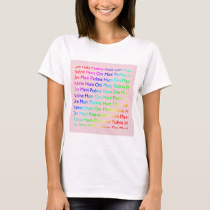 Rainbow Om Mani Padme Hum (on Pink) T-Shirt