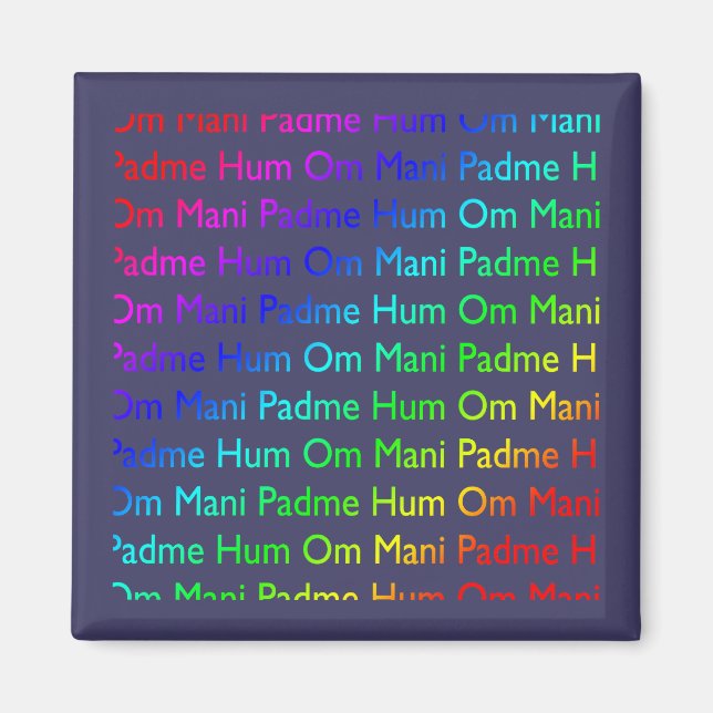Rainbow Om Mani Padme Hum on Purple Magnet (Front)