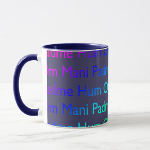 Rainbow Om Mani Padme Hum on Purple Mug