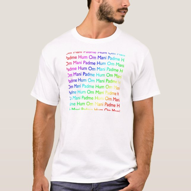 Rainbow Om Mani Padme Hum T-Shirt (Front)