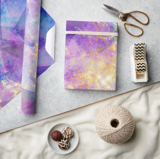 Rainbow Ombre and Gold Fire Opal Pattern Wrapping Paper (Crafts)
