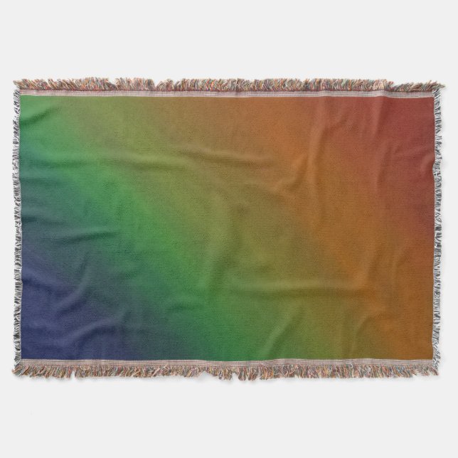 Rainbow Ombre | Bold Colourful Pride Flag Abstract Throw Blanket (Front)