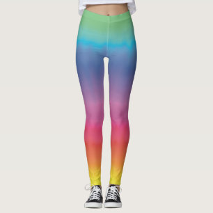Rainbow Ombré Hand Painted Art by Heva Weva  Leggings